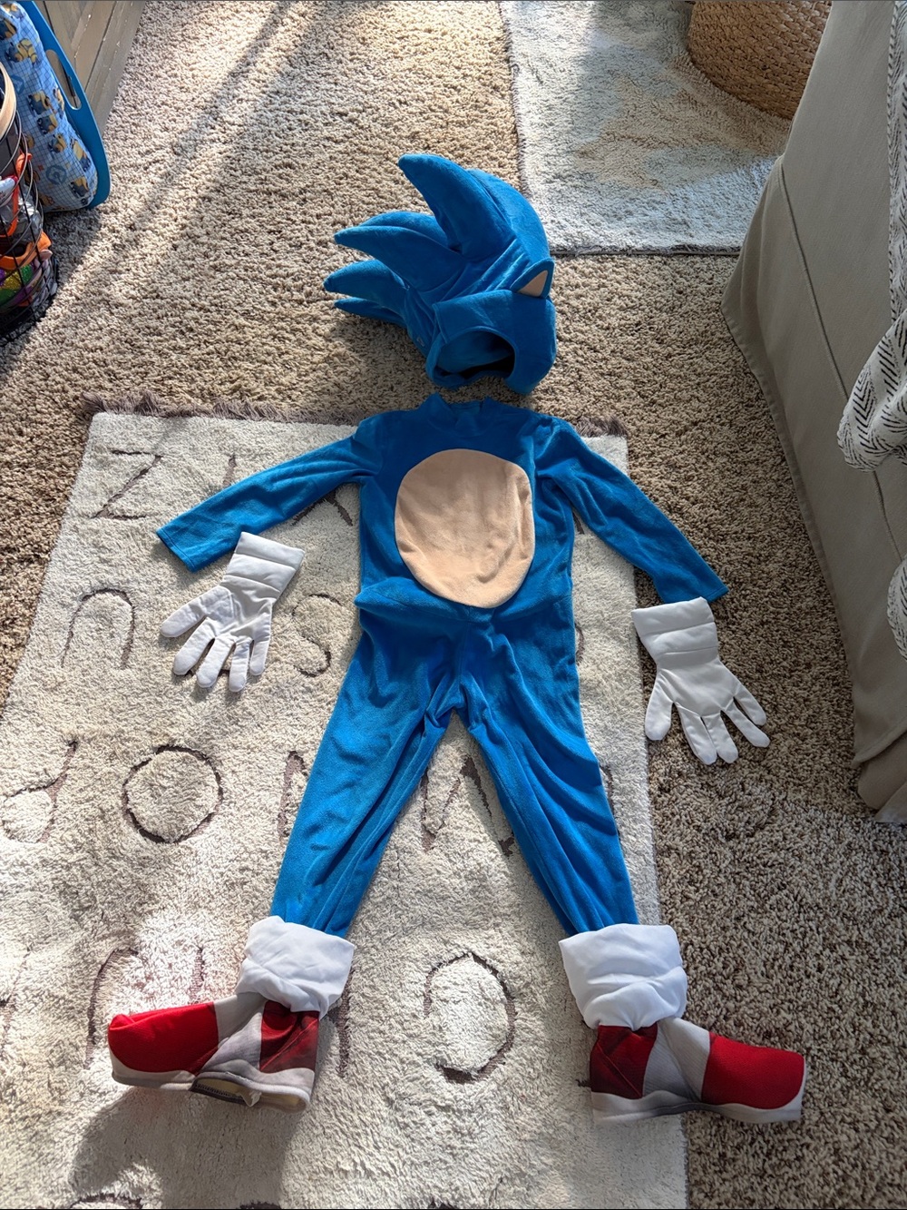 Blue Hedgehog Kids Costume with Gloves and Shoe Covers 5/6T Youth XS/S
